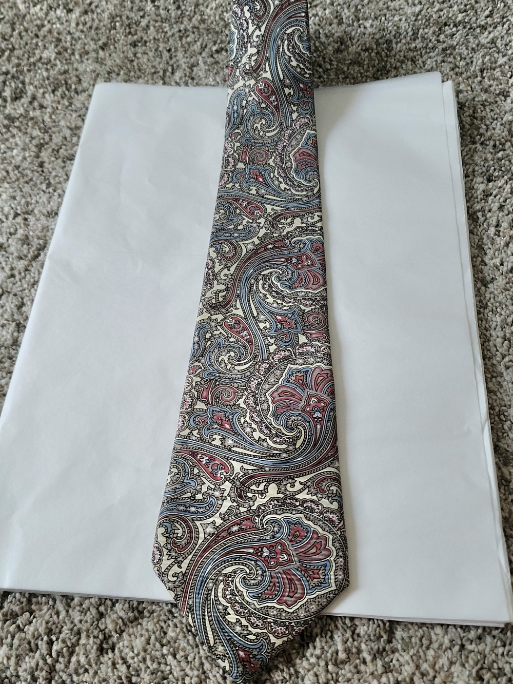 Christian Dior Silk Paisley Tie Made in USA Fabric Woven in Italy 3.75" Vintage